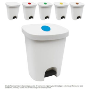 Cubo Papelera Boston 25 Litros Con Tapa y Pedal (Colores)
