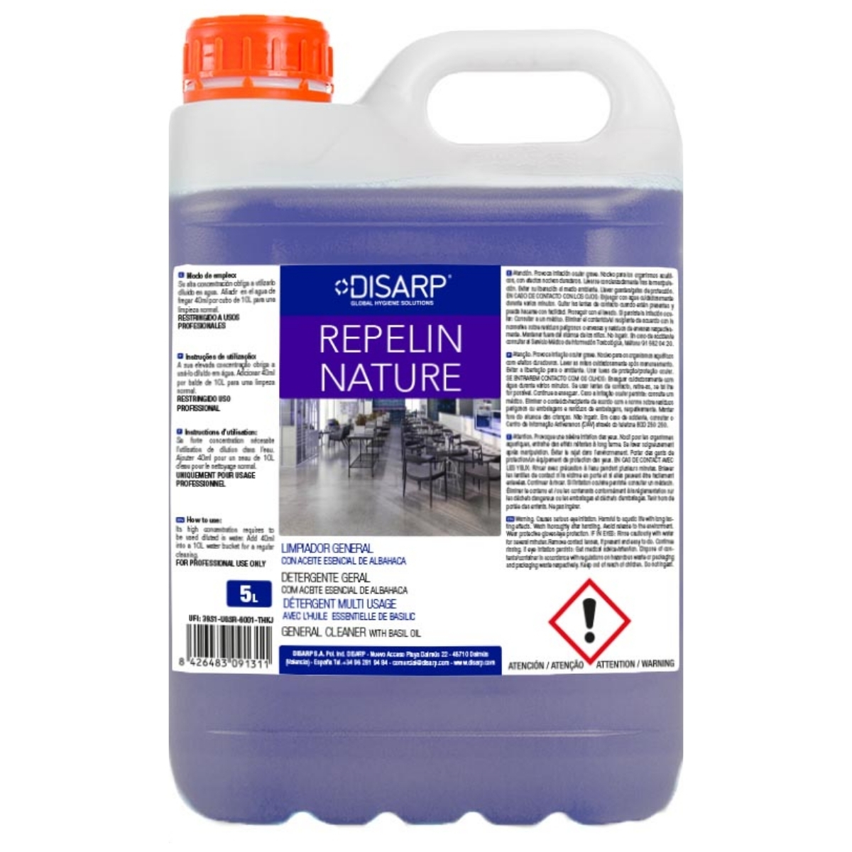 REPELIN NATURE -Limpiador General Desodorizante con Aceite Esencial de Albahaca-
