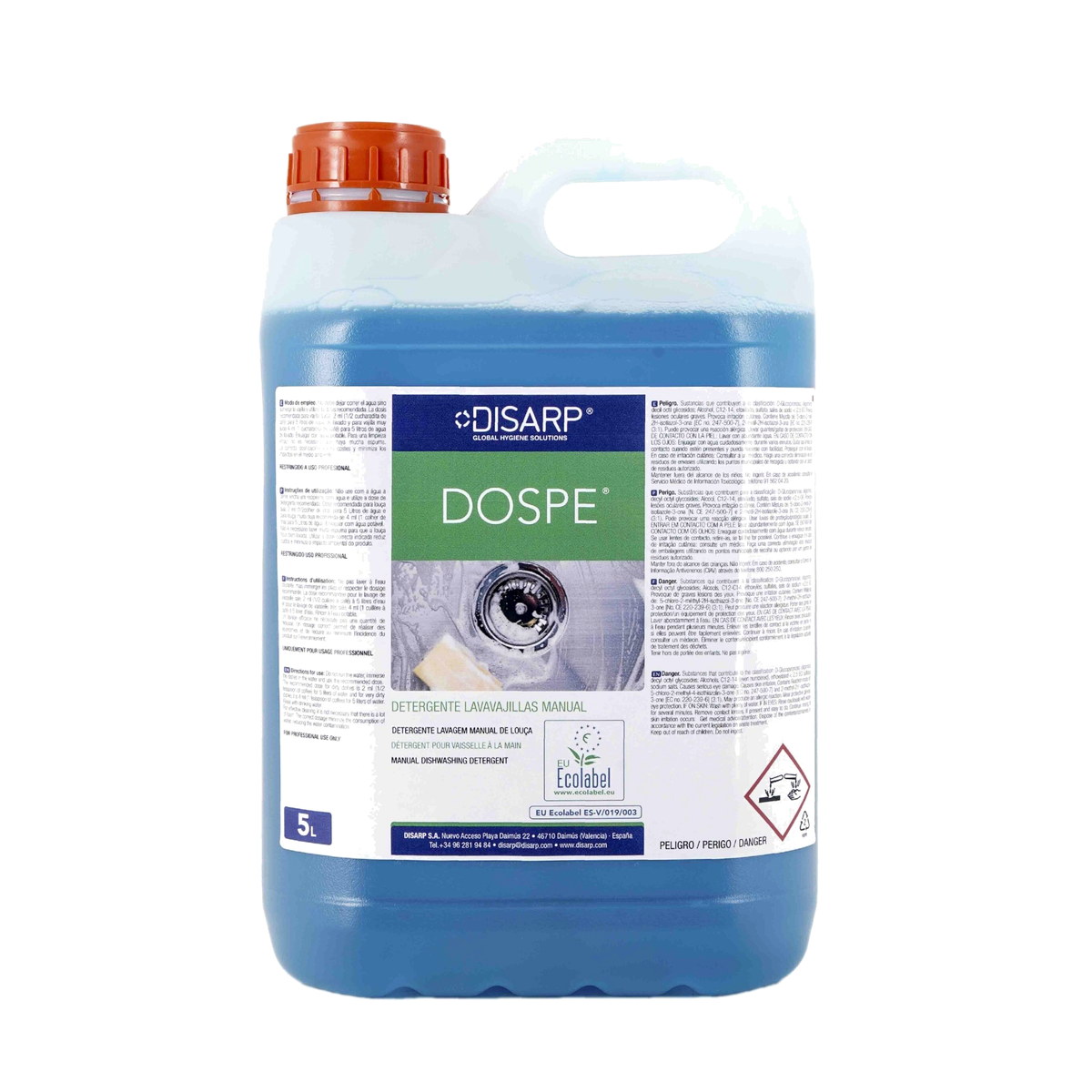 DOSPE -ECOLABEL- Detergente Lavavajillas Manual Respetuoso con el Medio Ambiente