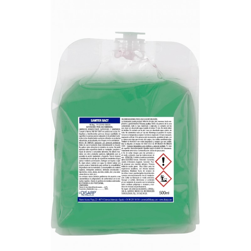 SANITER BACT -Limpiador Desinfectante Supereficies y Sanitarios-