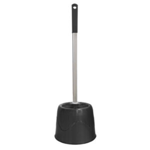 Escobillero WC (Escobilla Mango Metálico+Piña Negra+Soporte).
